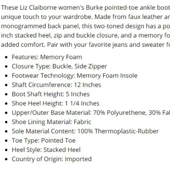 NIB Liz Claiborne Women's Stacked Heel Booties - Picture 5 of 7